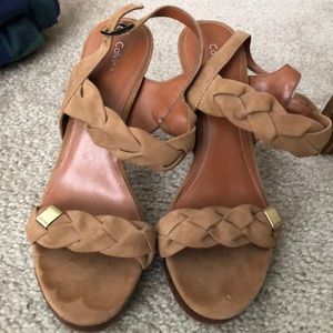 Calvin Klein Suede Heels in Tan